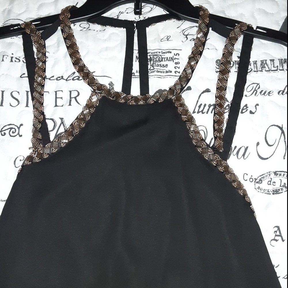 Black Halter Top with Gold Straps